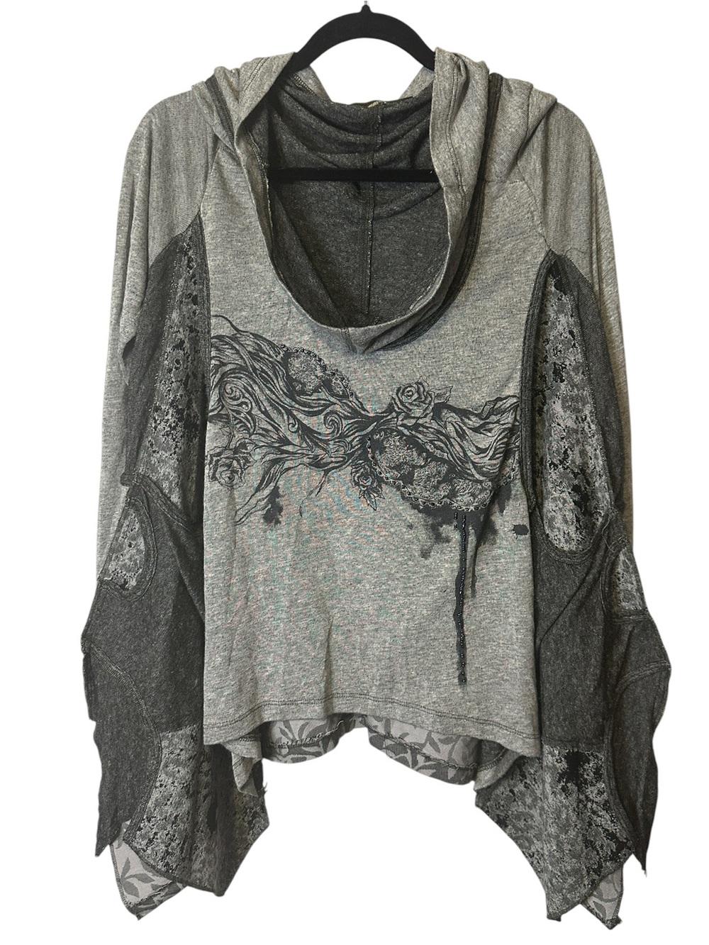 AngelsNeverDie Boho Graphic Distressed Layered Tunic Fairy Grunge Lagenlook S